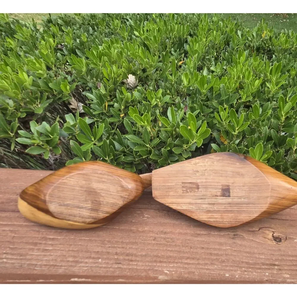 Vintage Carved Wood Duck Decoys Pair Mid Century Folk Art Rustic Lodge Decor